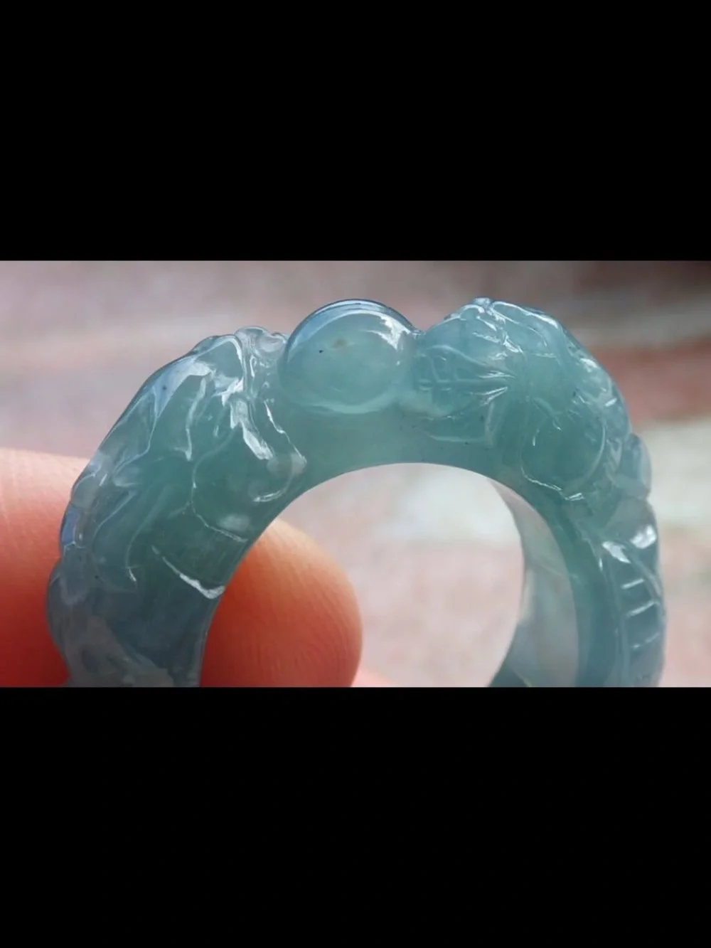 Certificate Jadeite jade Green blue  wealth Dragon Ring Size9